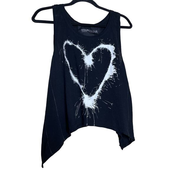Your Eyes Lie Tops - Your Eyes Lie Black Tank Crop Top, White Heart Graphic Tee